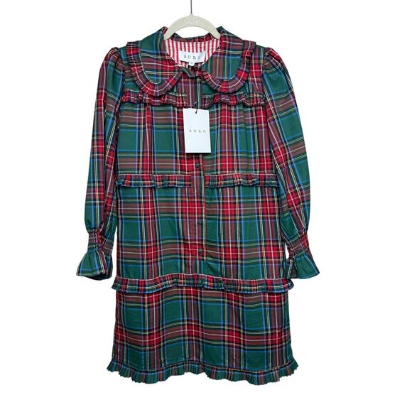 NWT BURU Peter Pan Collar Tartan Mini Dress Sz. XS - Picture 2 of 5
